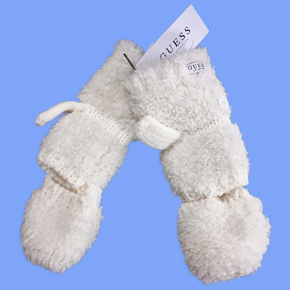 Guess Ivory Convertible Mittens OS NWT